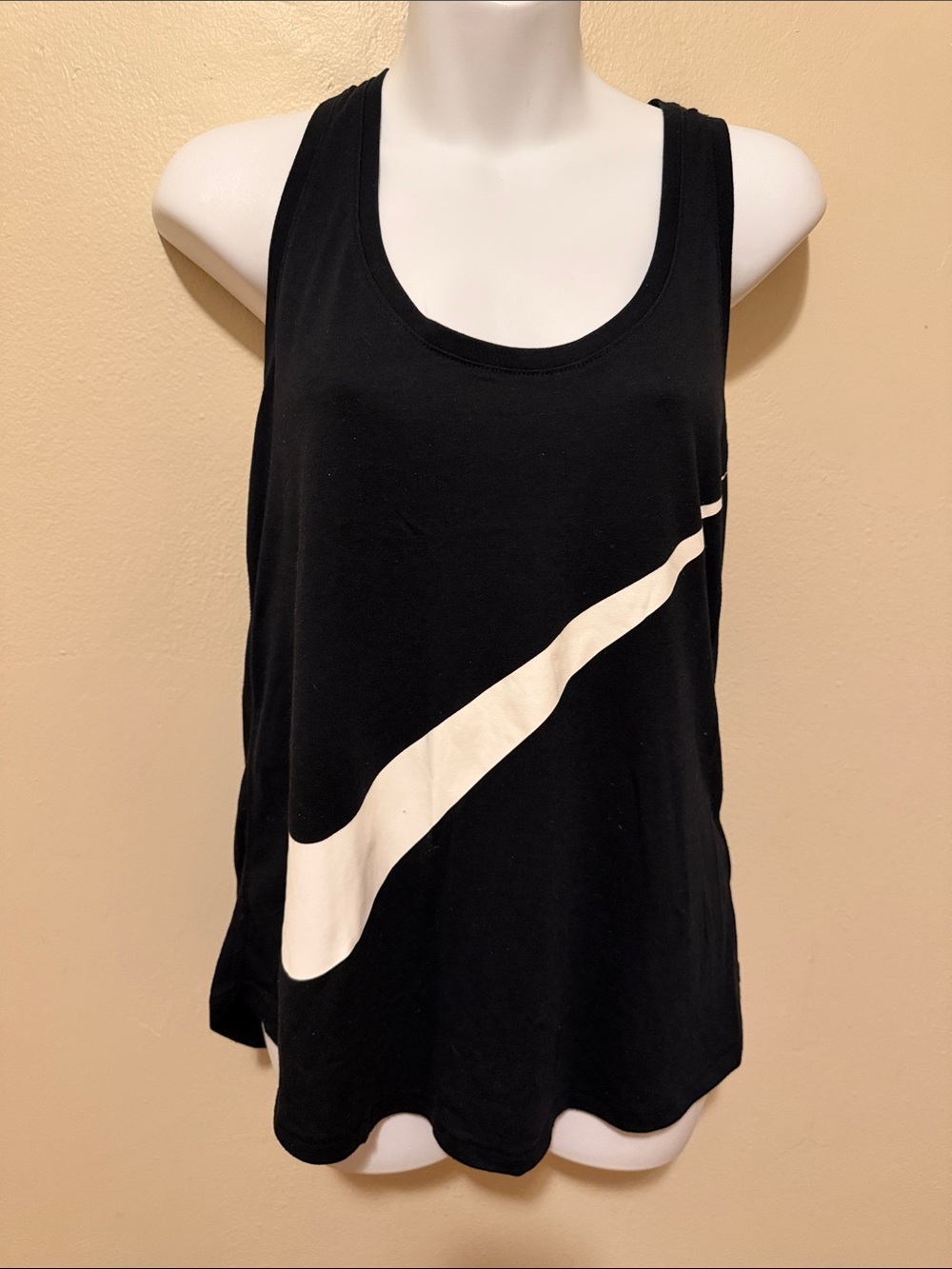 Nike Black Tank with White Swoosh Graphic